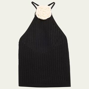 Alice + Olivia
Bessie Crochet Floral Applique Halter Top